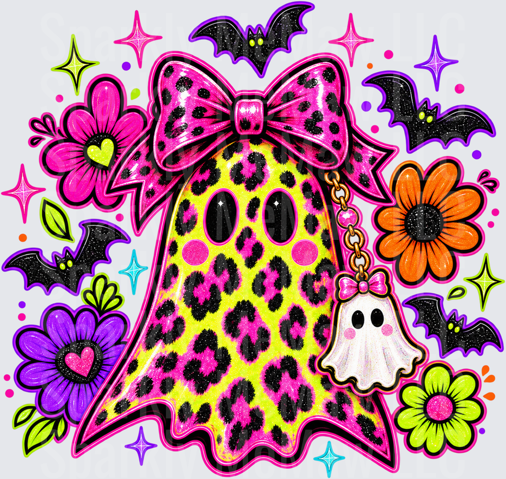 Leopard Ghost Bow Halloween UV DTF Decal
