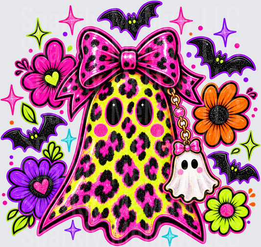 Leopard Ghost Bow Halloween UV DTF Decal