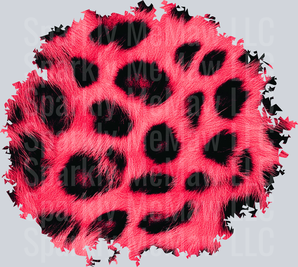Hot Pink Leopard Print Fur Texture with Distressed Edges UV DTF Decal