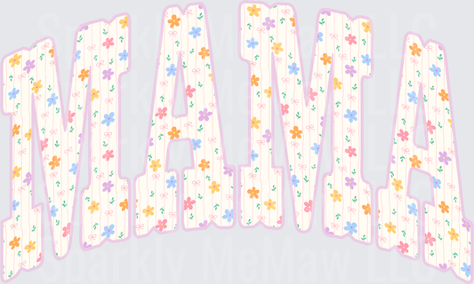 MAMA Floral Pattern Letters UV DTF Decal