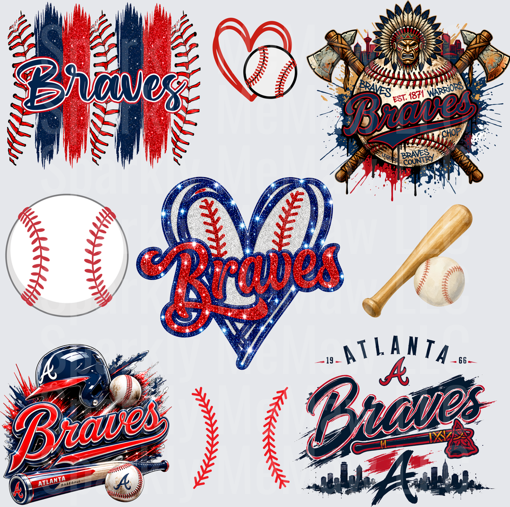 Atlanta Braves Baseball Bundle 10x10 UV DTF Sheet