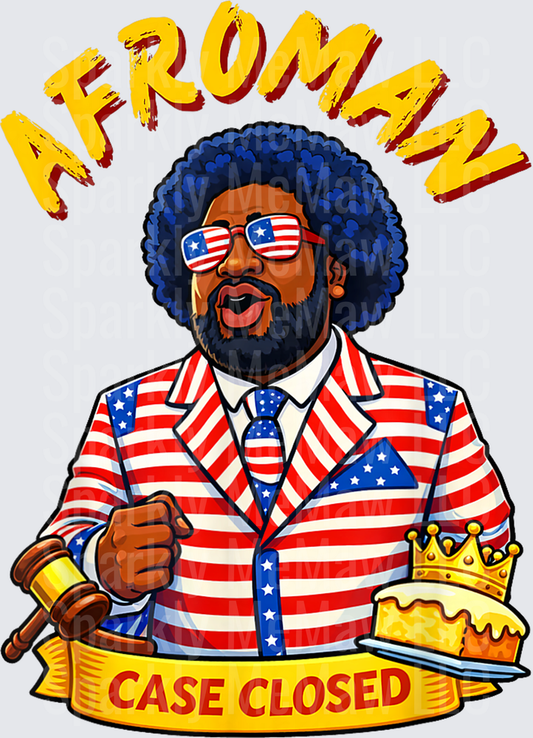 Afroman Case Closed Judge with American Flag Suit and Gavel UV DTF Decal