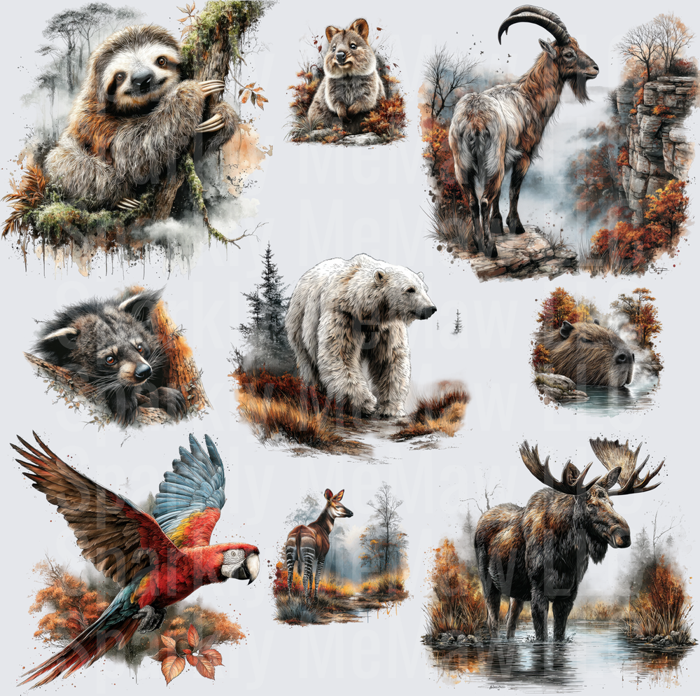 Exotic Wildlife Collection UV DTF 10x10 inch cut and stick sheet