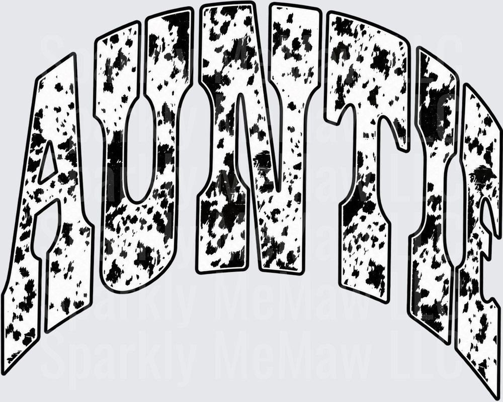 Auntie Cow Print Arched UV DTF Decal