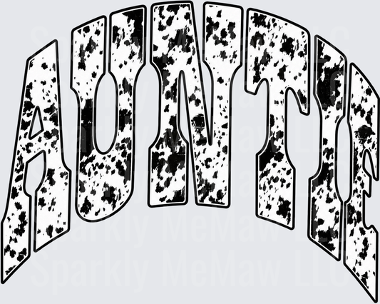 Auntie Cow Print Arched UV DTF Decal