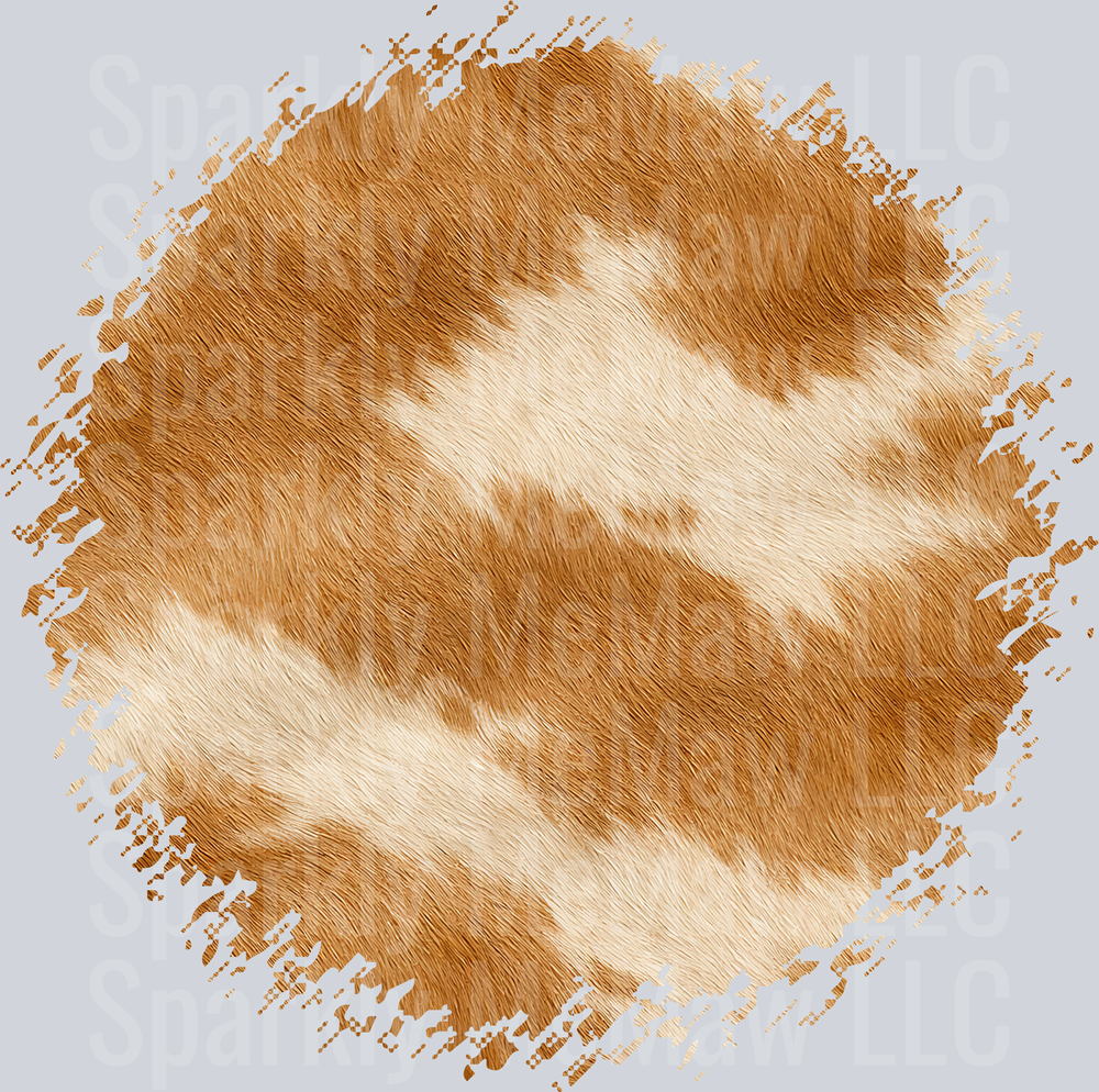 Realistic Brown and White Animal Fur Pattern with Distressed Edges UV DTF Decal