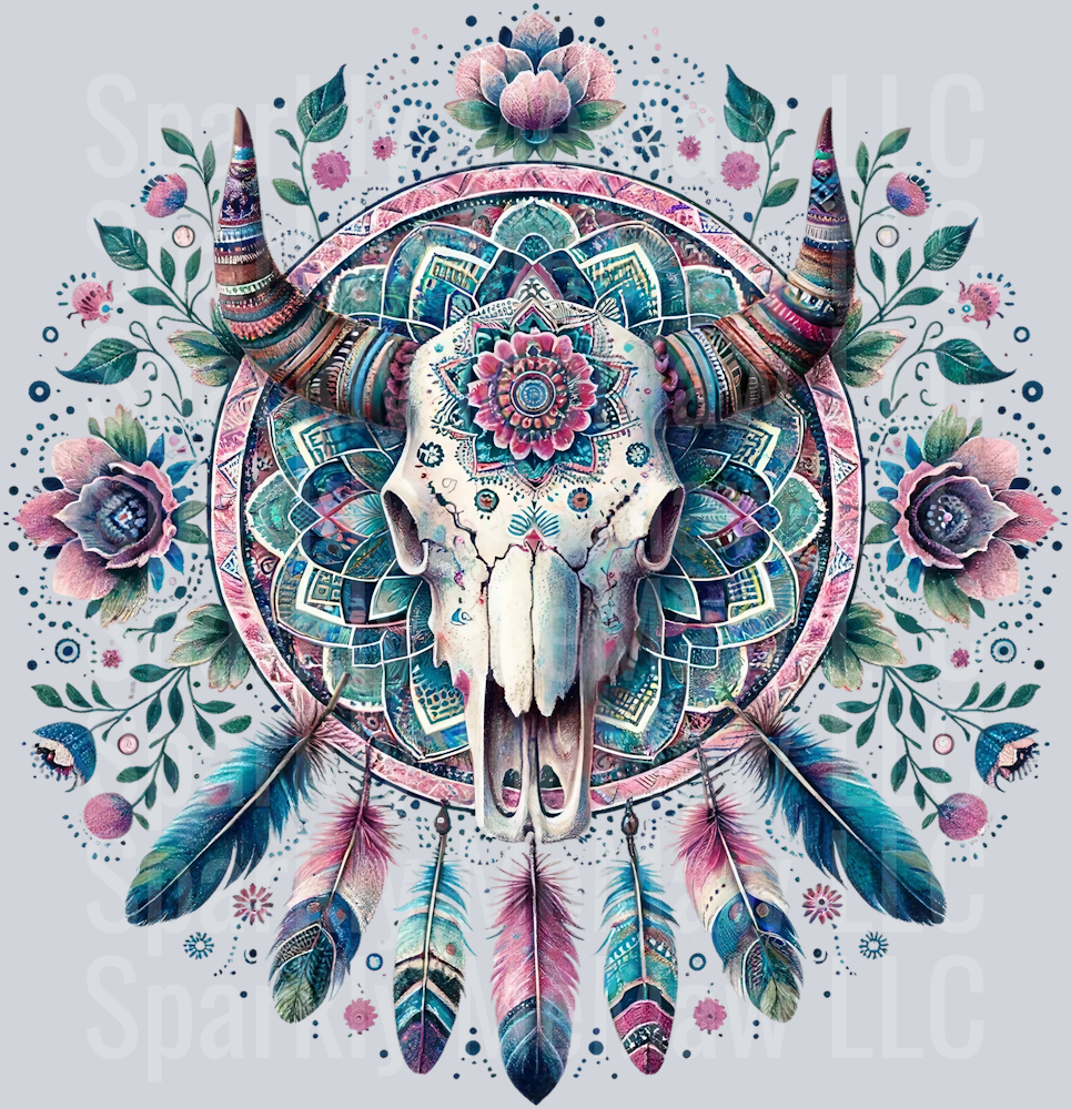 bull skull mandala 4 Clip Art UV DTF Decal