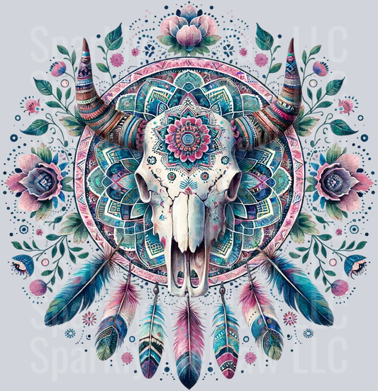 bull skull mandala 4 Clip Art UV DTF Decal