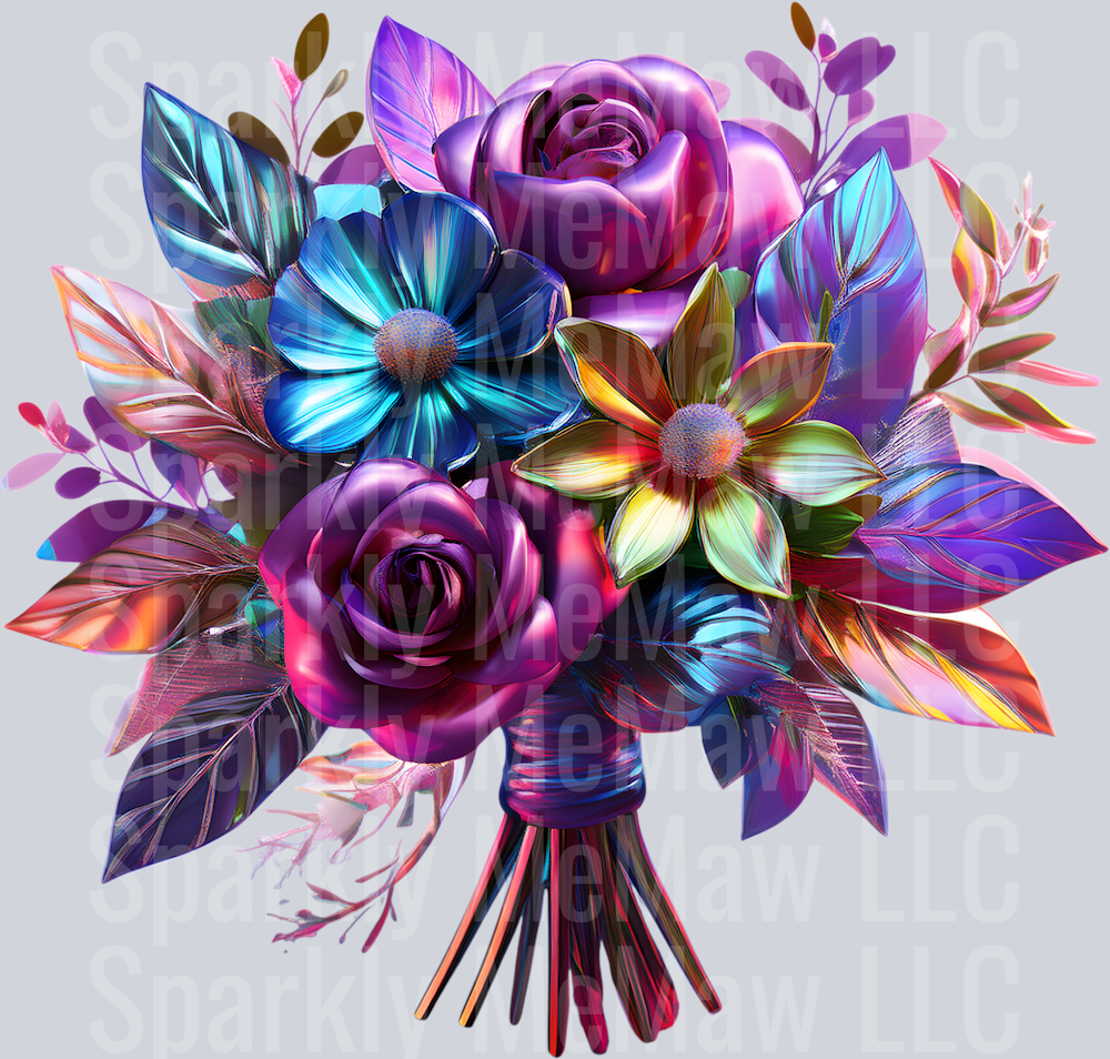 jewel tone floral clipart (38) UV DTF Decal