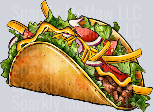 Taco UV DTF Clipart Decal (printed in width)
