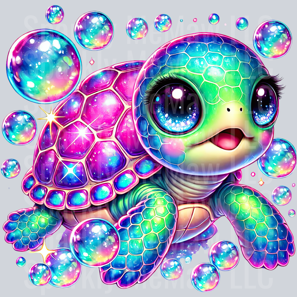 5 Colorful Turtle Clipart UV DTF Decal