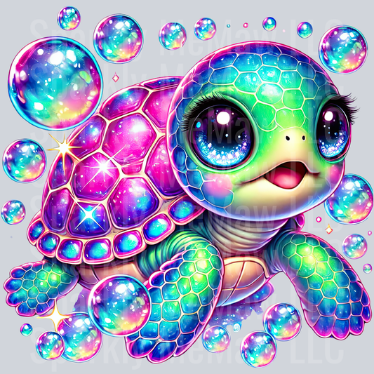 5 Colorful Turtle Clipart UV DTF Decal