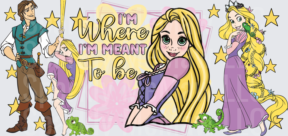 Tangled Rapunzel Flynn I'm Where I'm Meant To Be UV DTF 16 OZ Wrap