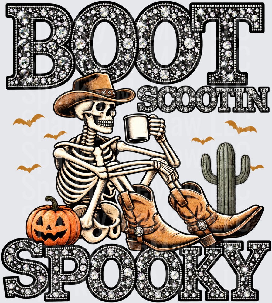Boot Scootin Spooky Skeleton UV DTF Decal