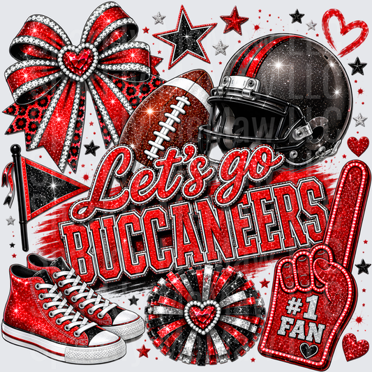 Let's Go Buccaneers Glitter Fan UV DTF Decal
