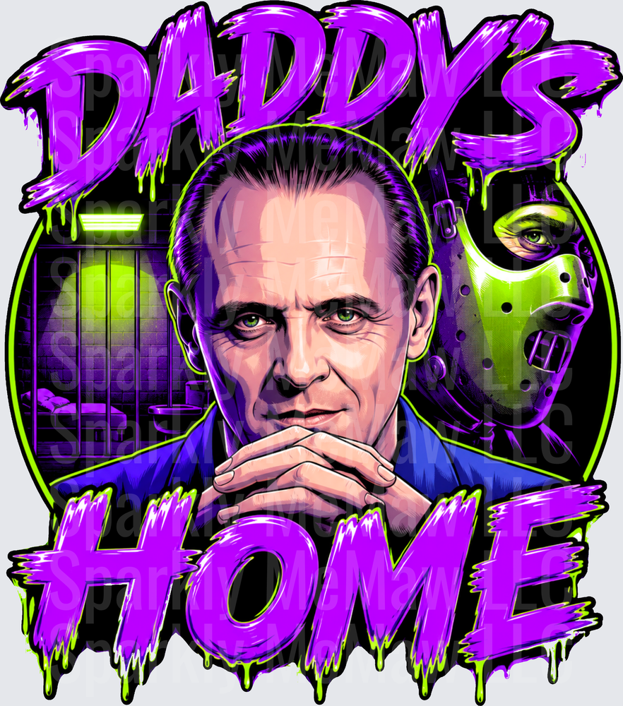 Daddy's Home Hannibal Lecter Horror Dripping Purple UV DTF Decal