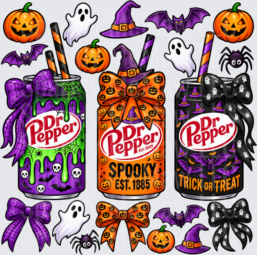 Dr Pepper Halloween Spooky Cans this is a 10 inch cut and stick UV Decal Sheet
