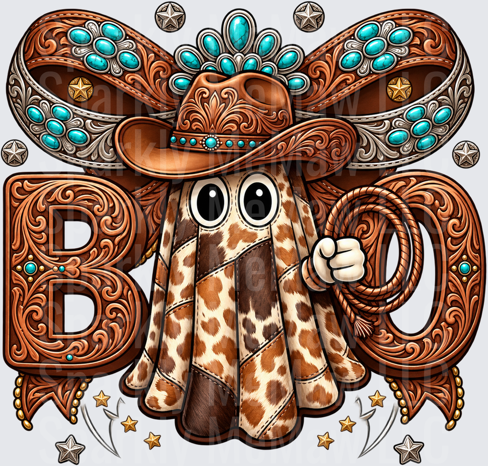 Cowboy Ghost Boo Western Halloween UV DTF DECAL (HARD SMOOTH SURFACE)