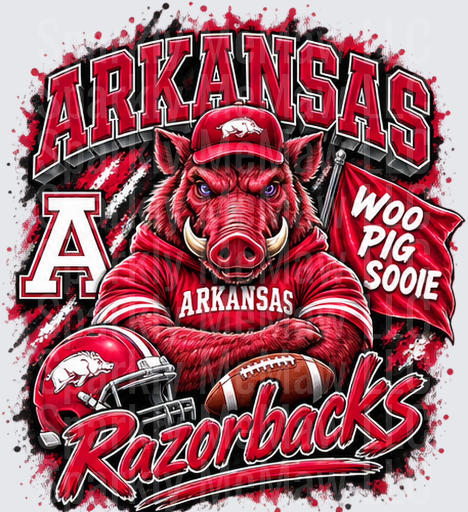 Arkansas Razorbacks Woo Pig Sooie is a UV DTF Decal
