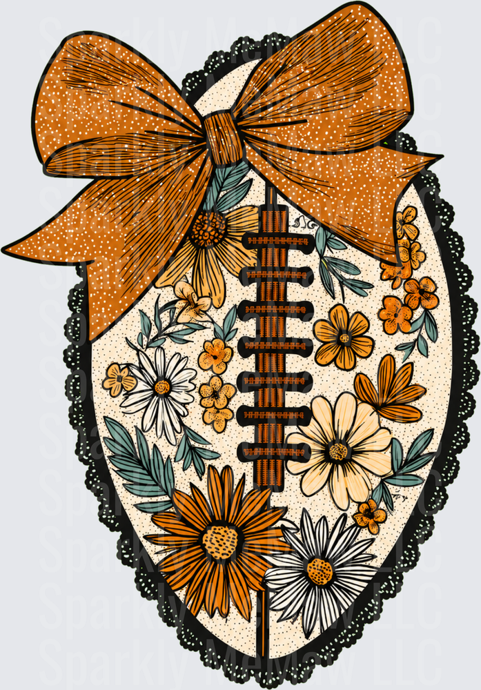 Floral Football Bow UV DTF Decal