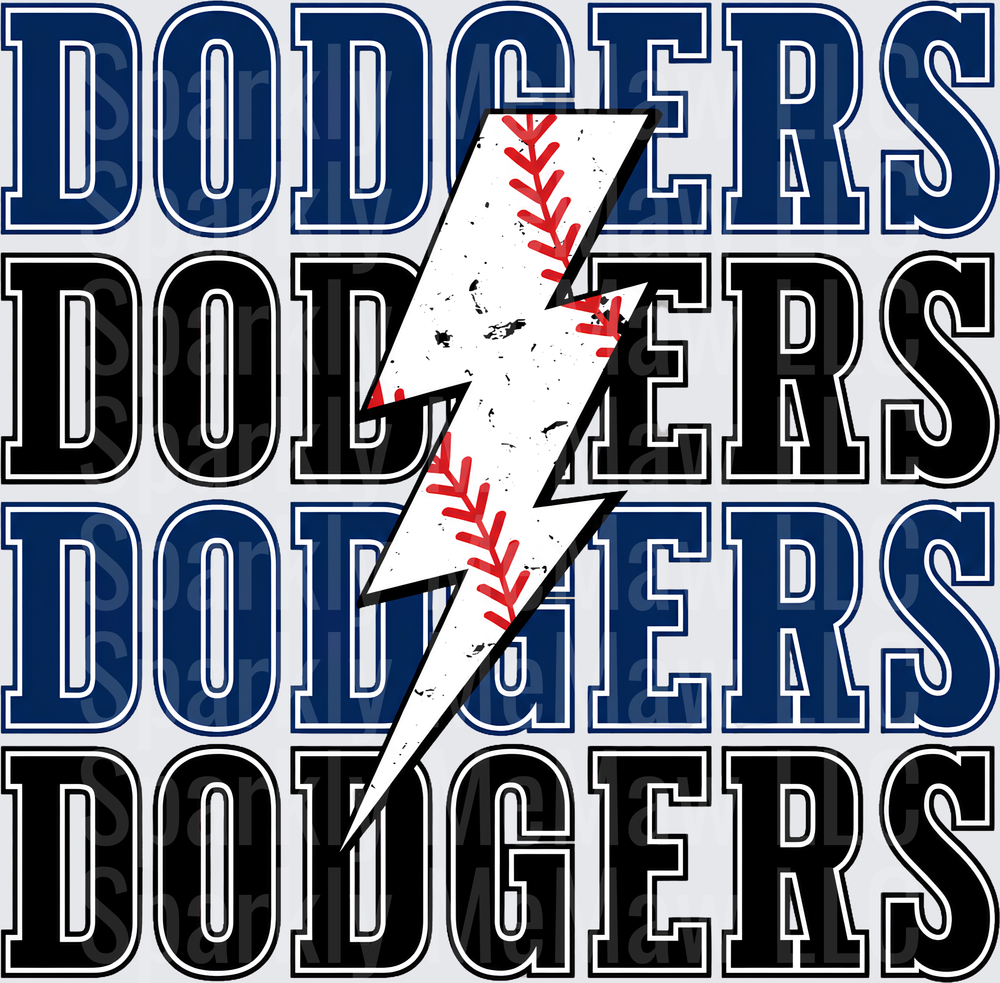 Dodgers Baseball Lightning Bolt UV DTF Decal