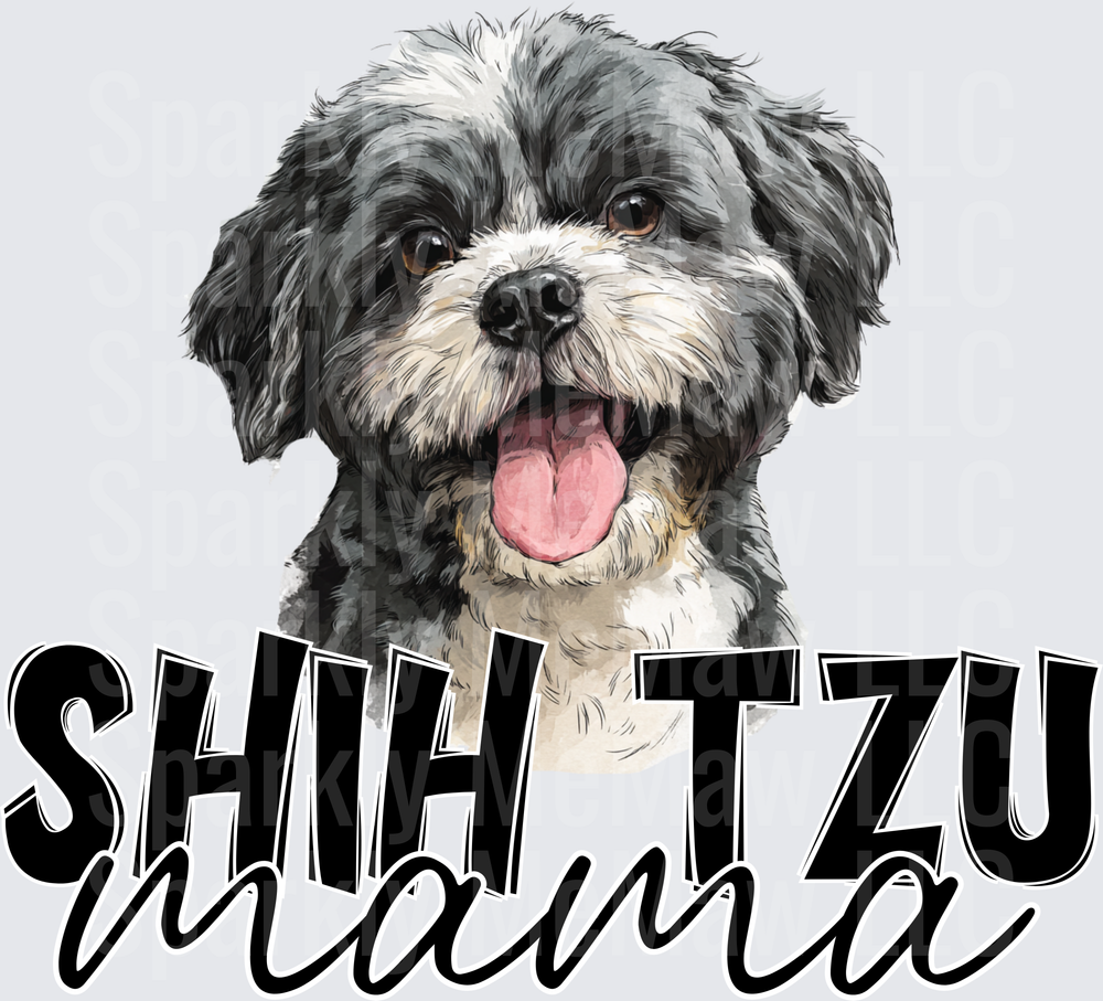 Happy Shih Tzu Dog with Shih Tzu Mama Text UV DTF Decal