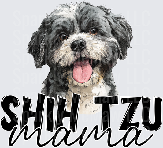 Happy Shih Tzu Dog with Shih Tzu Mama Text UV DTF Decal