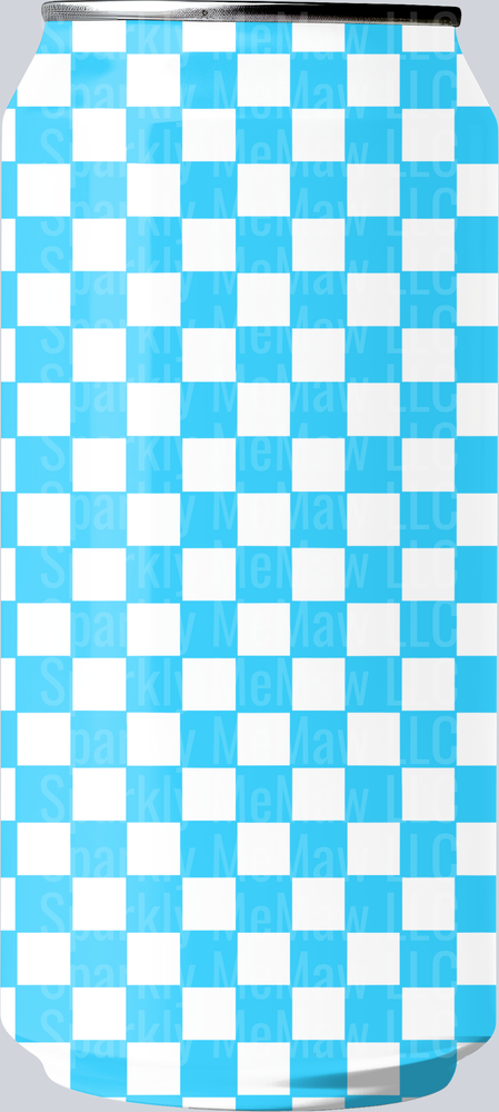 Blue and White Checkered Pattern UV DTF Decal