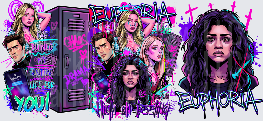 Euphoria Cast Graffiti Art UV DTF 16 OZ Wrap