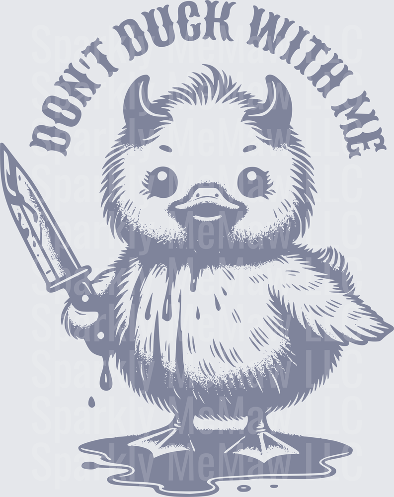 Don't Duck With Me Cute Demon Duck with Knife UV DTF Decal