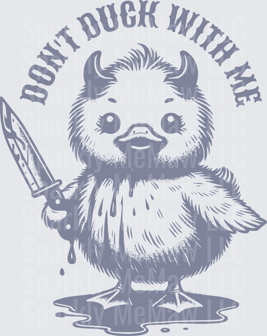 Don't Duck With Me Cute Demon Duck with Knife UV DTF Decal