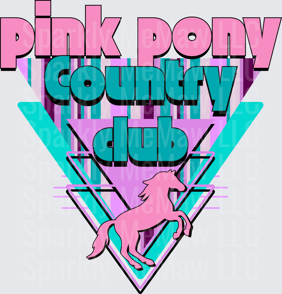 Pink Pony Country Club Retro 80s Vaporwave Unicorn Triangle Design UV DTF Decal