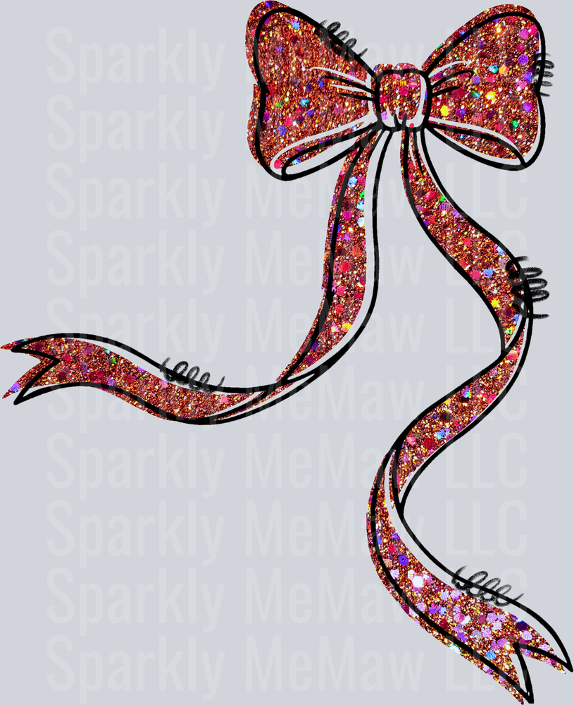Sparkling Holographic Rainbow Glitter Bow with Flowing Ribbons UV DTF Decal