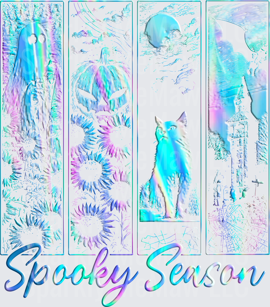 Spooky Season Holographic Halloween Bookmark Set UV DTF Decal