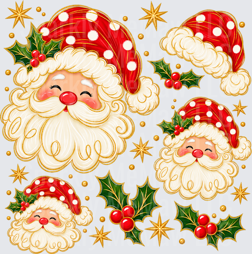 Jolly Santa Faces Christmas Sheet is a 10 inch cut and stick UV Decal Sheet