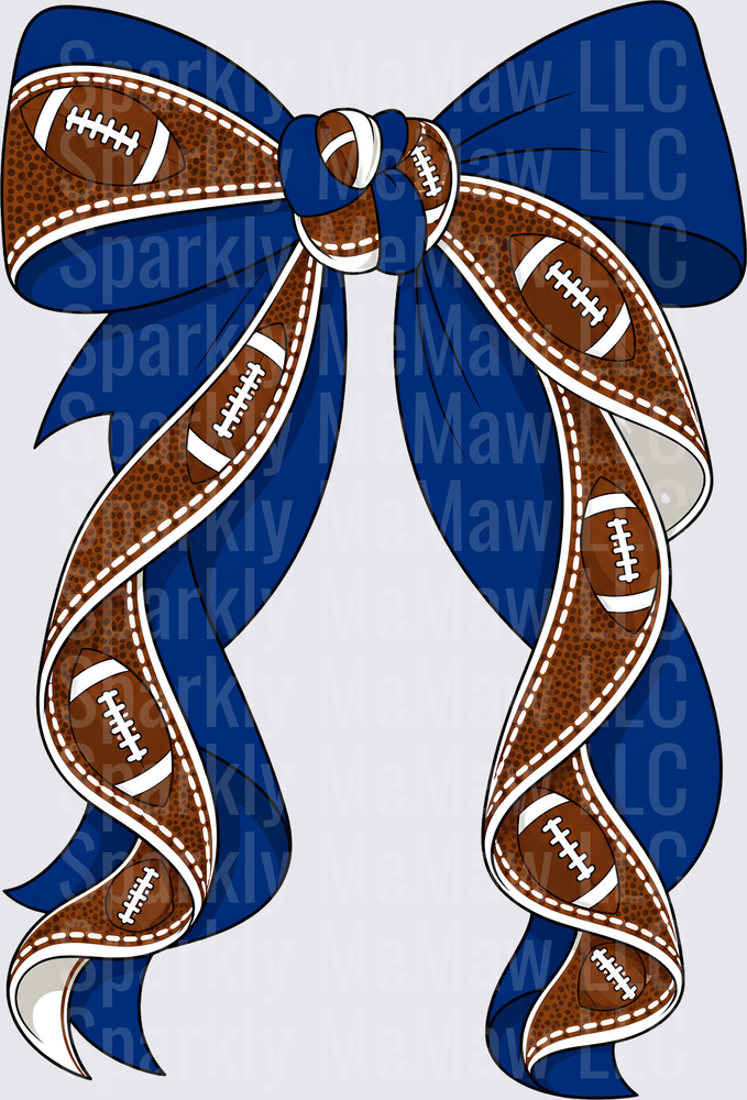 Navy Blue Football Print Bow UV DTF Decal