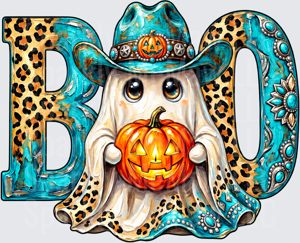 Cowboy Ghost BOO Halloween UV DTF Decal