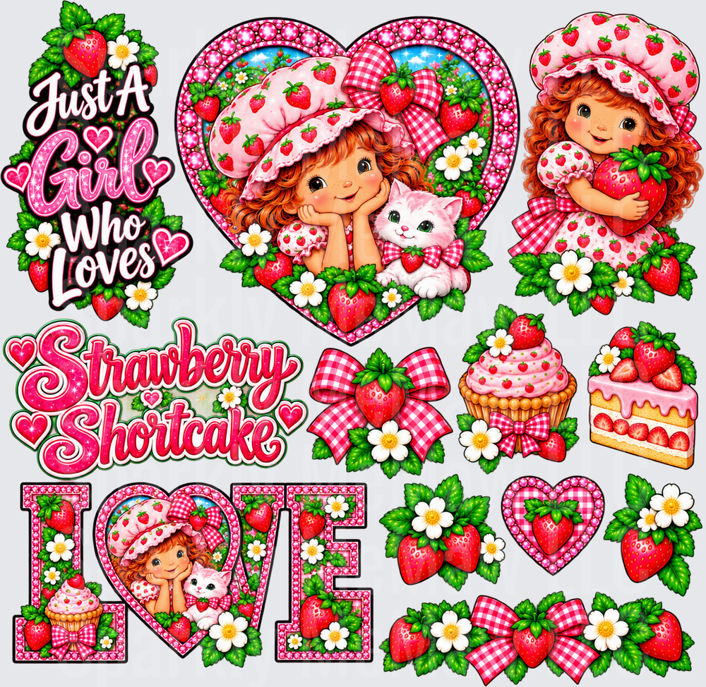 Strawberry Shortcake Love Sheet – this is a 10 inch cut and stick UV Decal Sheet