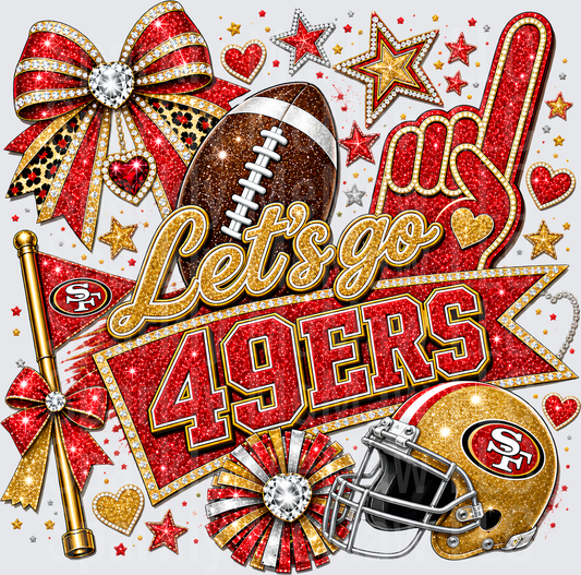 Let's Go 49ers Glitter Cheer UV DTF Decal