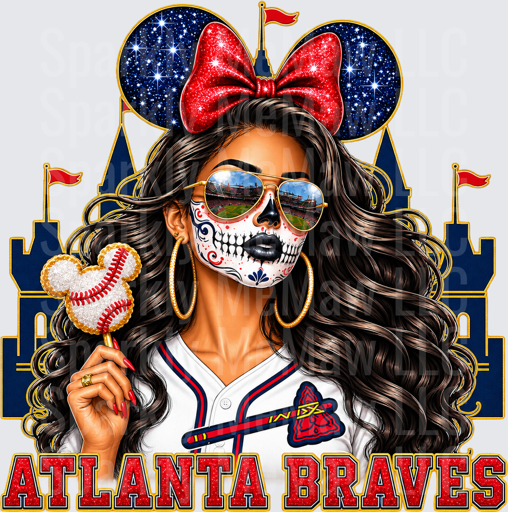 Atlanta Braves Sugar Skull Girl UV DTF Decal