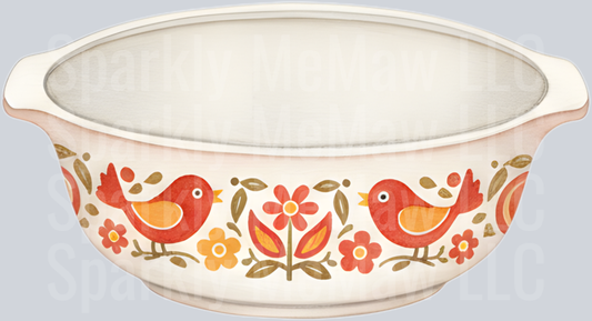 Vintage Folk Art Birds and Flowers Pattern UV DTF Decal