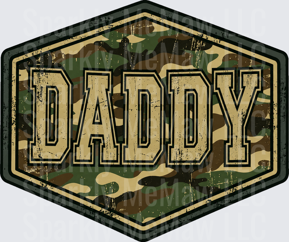 Daddy Camo Hexagon Badge UV DTF Decal