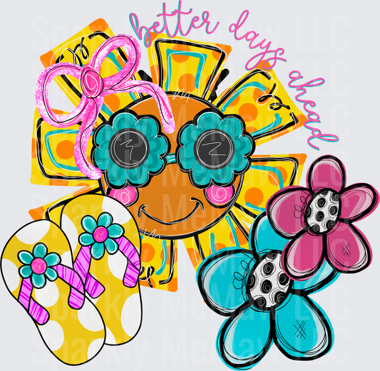 Better Days Ahead Retro Sunshine Hippie Flowers UV DTF Decal