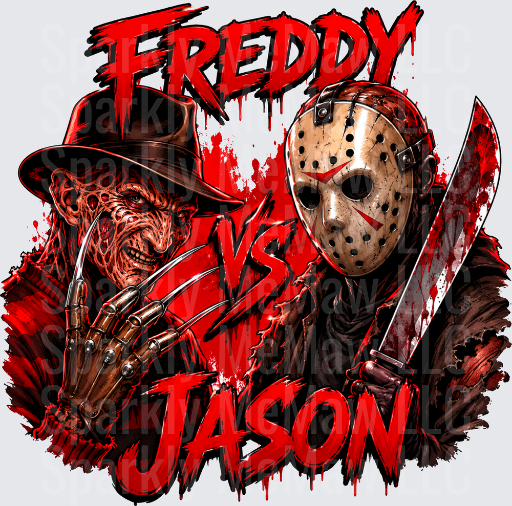 Freddy vs Jason Horror Icons Bloody Battle UV DTF Decal