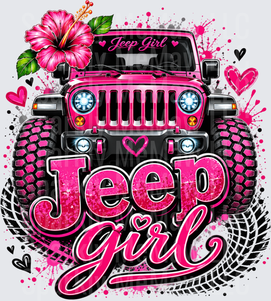 Hot Pink Jeep Girl Design is a UV DTF Decal
