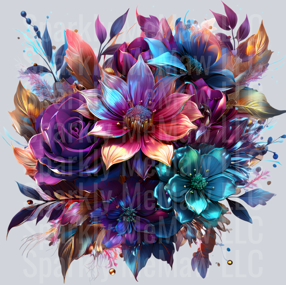 jewel tone floral clipart (146) UV DTF Decal