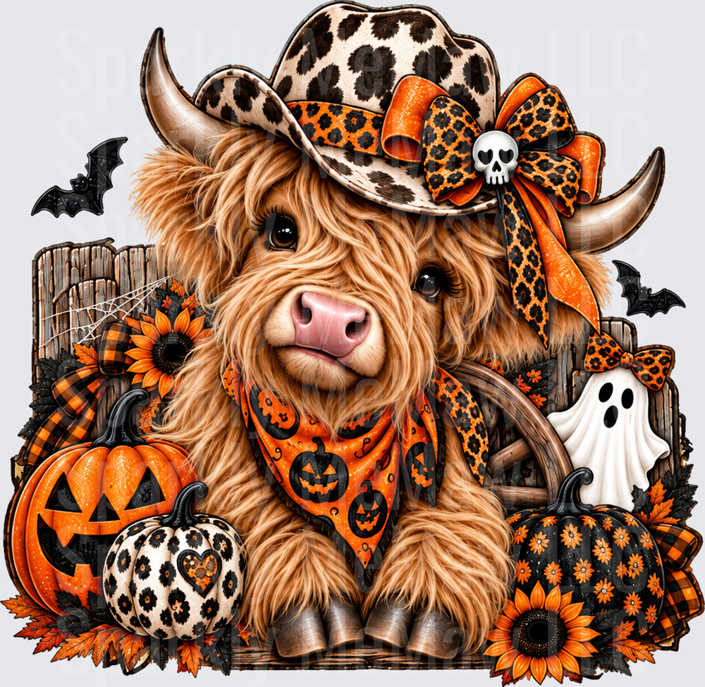 Cute Halloween Highland Cow UV DTF Decal