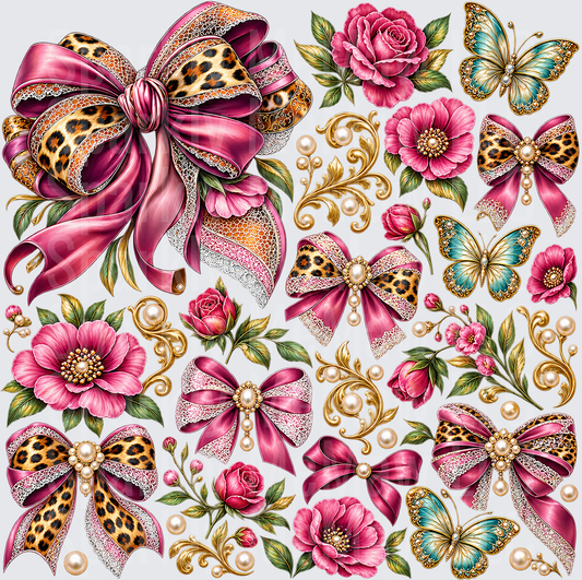 Bows Florals Butterflies Pearls 10x10 Cut and Stick UV Sheet