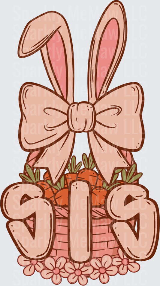 Easter Bunny Ears Basket with Carrots and Bow UV DTF Decal