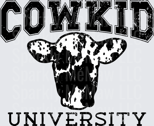 Cowkid University Distressed Bull Head Logo UV DTF Decal